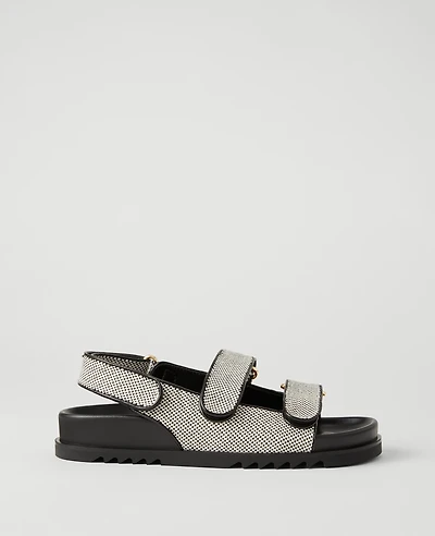 Ann Taylor Weekend Collection Leather Slingback Sport Sandals Black Women's