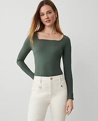 Ann Taylor Ponte Square Neck Top Women's