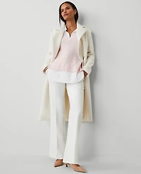 Ann Taylor Petite Layered Mixed-Media Sweater Size 2XS Pink Ribbon Women's