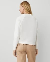 Ann Taylor Petite Weekend Collection Henley Sweatshirt Size Small Winter White Women's