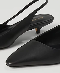 Ann Taylor Asymmetrical Leather Slingback Kitten Heel Pumps Black Women's