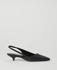 Ann Taylor Asymmetrical Leather Slingback Kitten Heel Pumps Black Women's