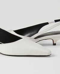 Ann Taylor Asymmetrical Leather Slingback Kitten Heel Pumps Women's
