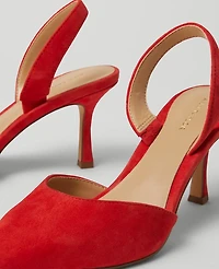 Ann Taylor Kerry Suede Slingback Pumps 1/2 Bright Cherry Women's