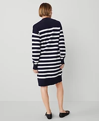 Ann Taylor Petite Weekend Collection Striped Sweater Dress Navy/White Women's