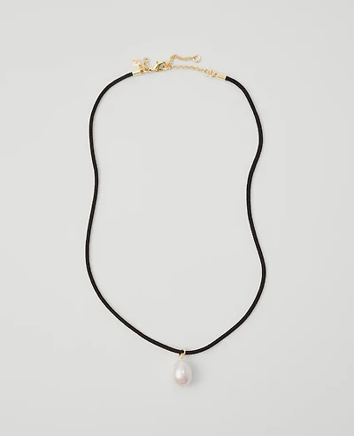 Ann Taylor Pearlized Pendant Cord Necklace Ivory Women's