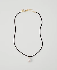 Ann Taylor Pearlized Pendant Cord Necklace Ivory Women's