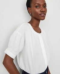 Ann Taylor Puff Sleeve Blouse Size Large White Women's