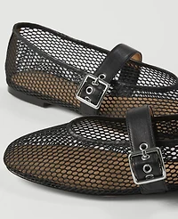 Ann Taylor Mesh Buckled Ballet Flats Black Women's