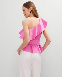 Ann Taylor One-Shoulder Tie Waist Blouse Women's