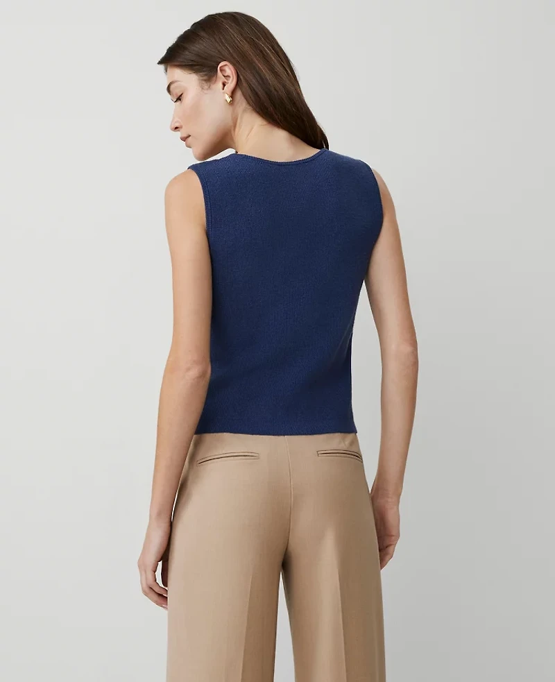 Ann Taylor Ribbed Sweater Vest Calm Shores Women's