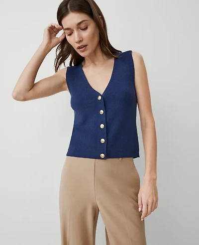 Ann Taylor Ribbed Sweater Vest Calm Shores Women's