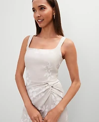 Ann Taylor Floral Linen Blend Tank Top White Women's