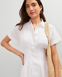Ann Taylor Weekend Collection Pleated Midi Shirtdress Size 12 White Women's