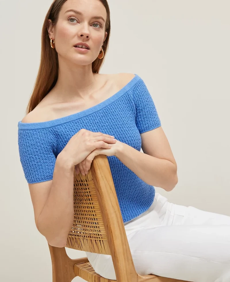 Ann Taylor Textured Off-The-Shoulder Sweater Women's