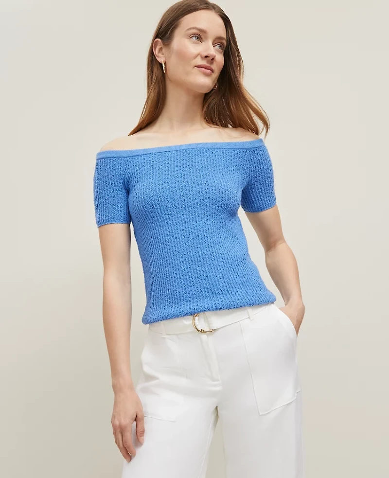 Ann Taylor Textured Off-The-Shoulder Sweater Women's