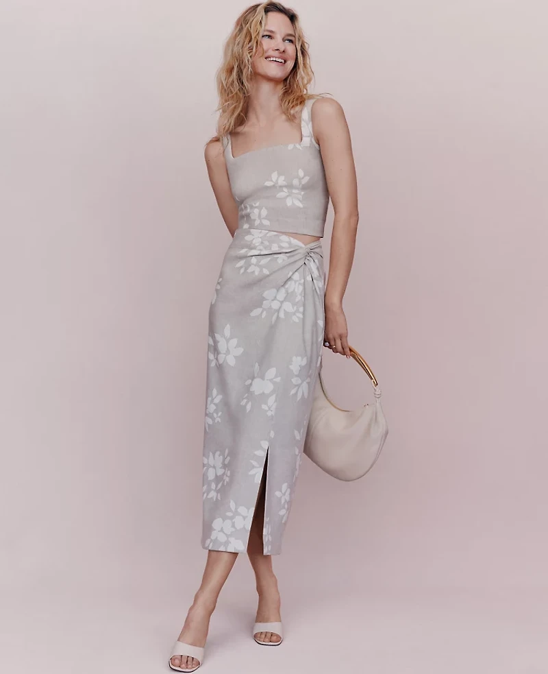 Ann Taylor Knotted Linen Blend Pencil Skirt White Women's