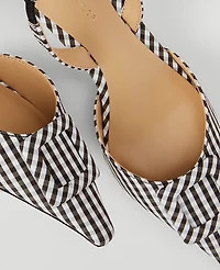 Ann Taylor Gingham Buckle Slingback Pumps Size 5 Black Women's