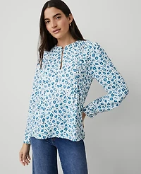 Ann Taylor Petite Floral Bib Mixed-Media Top Size 2XS Winter White Women's