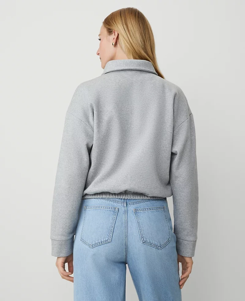 Ann Taylor Weekend Collection Collared Sweatshirt Grey Cloud Heather Women's