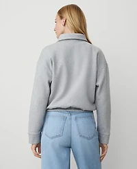 Ann Taylor Weekend Collection Collared Sweatshirt Grey Cloud Heather Women's