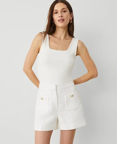 Ann Taylor The Tailored Short Tweed White Women's