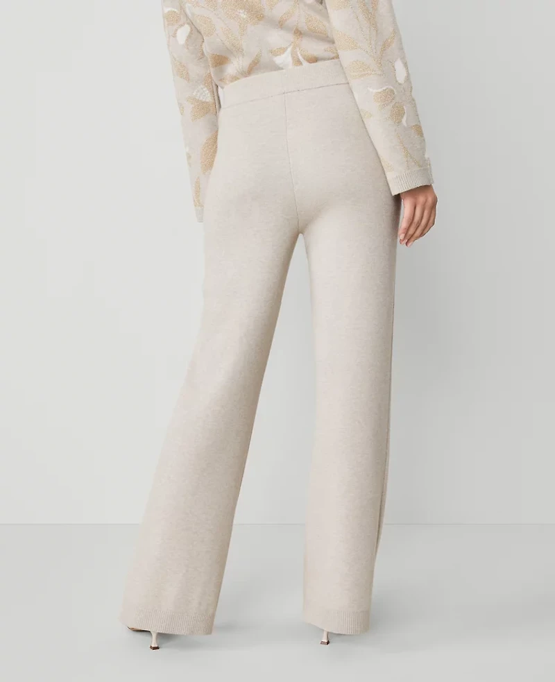Ann Taylor The Petite Wide-Leg Sweater Pant Size XL Pale Sand Heather Women's