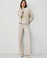 Ann Taylor The Petite Wide-Leg Sweater Pant Size XL Pale Sand Heather Women's