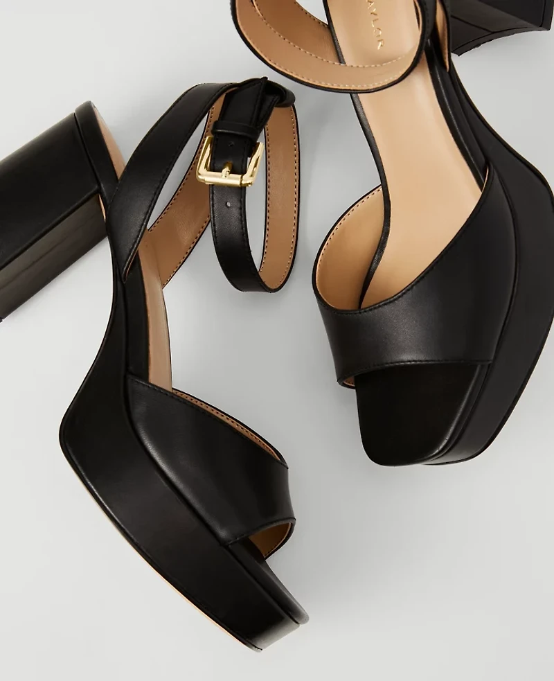 Ann Taylor Leather Platform Mule Sandals Women's