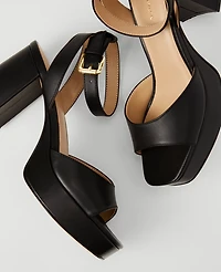 Ann Taylor Leather Platform Mule Sandals Women's