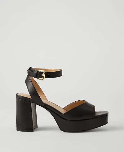 Ann Taylor Leather Platform Mule Sandals Women's