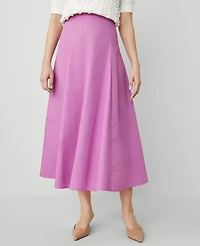 Ann Taylor Poplin Gored Midi Skirt Size 0 Orchid Glow Women's