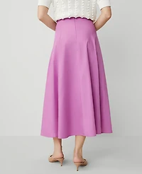 Ann Taylor Poplin Gored Midi Skirt Size 0 Orchid Glow Women's
