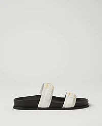 Ann Taylor Weekend Collection Buckle Leather Sandals Winter White Women's