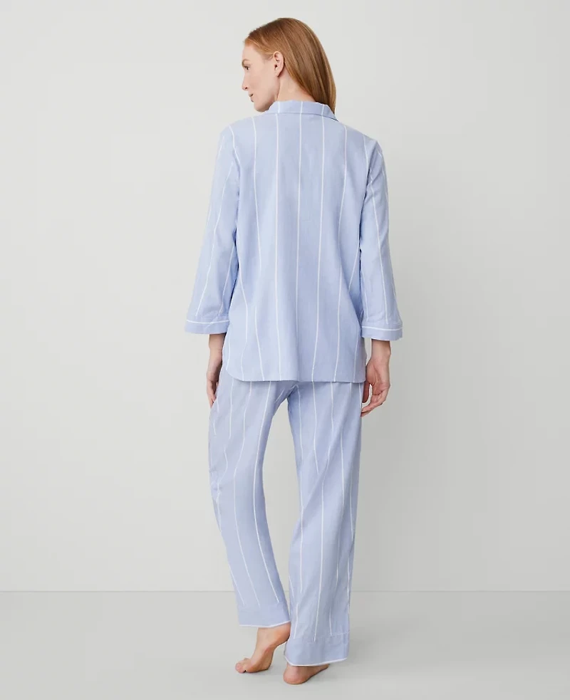 Ann Taylor Striped Pajama Set Size Large Freesia Blue Women's