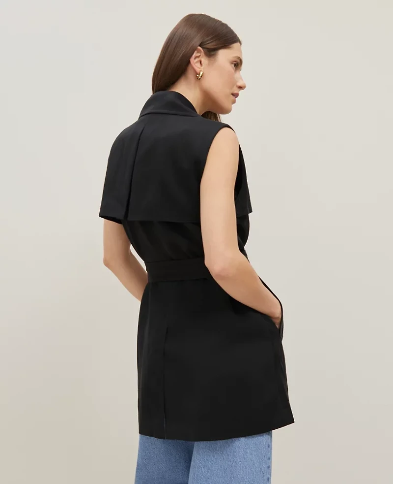 Ann Taylor Trench Vest Black Women's