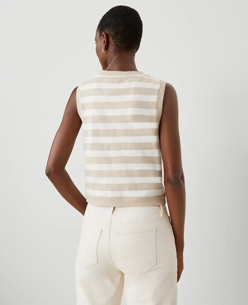 Ann Taylor Striped V-Neck Vest Women's