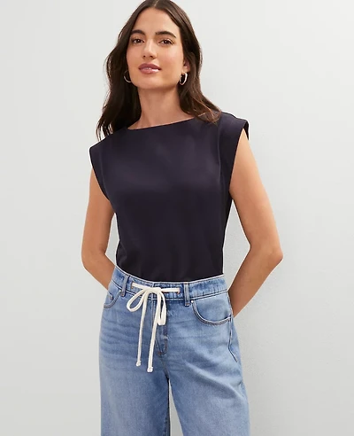 Ann Taylor Weekend Collection Boatneck Top Night Sky Women's