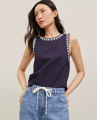 Ann Taylor Stitch Ponte Shell Top Women's