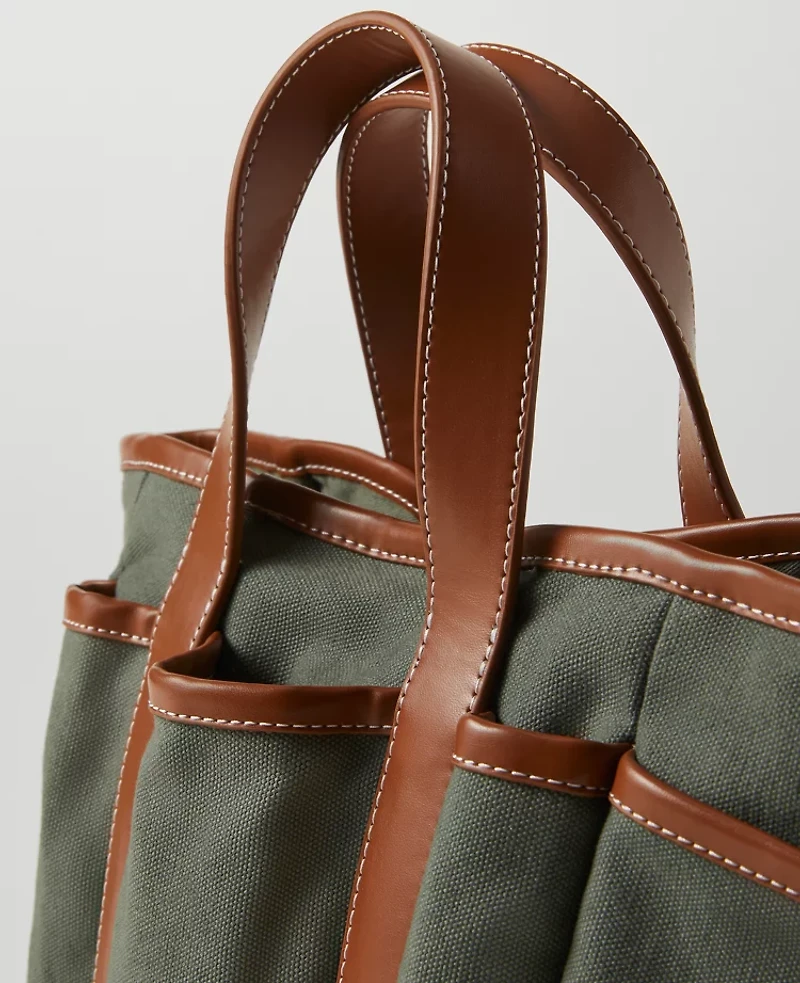 Ann Taylor Weekend Collection Garden Mini Tote Bag Topiary Green Women's