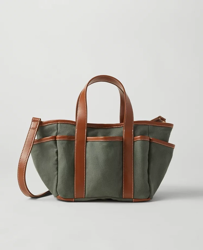 Ann Taylor Weekend Collection Garden Mini Tote Bag Topiary Green Women's