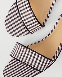 Ann Taylor Gingham Skinny Strap Mule Sandals Black Women's