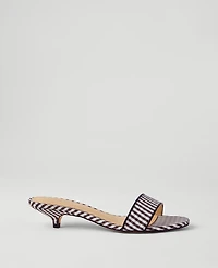 Ann Taylor Gingham Skinny Strap Mule Sandals Black Women's