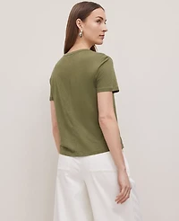 Ann Taylor Weekend Collection Linen Blend T-Shirt Moss Green Women's