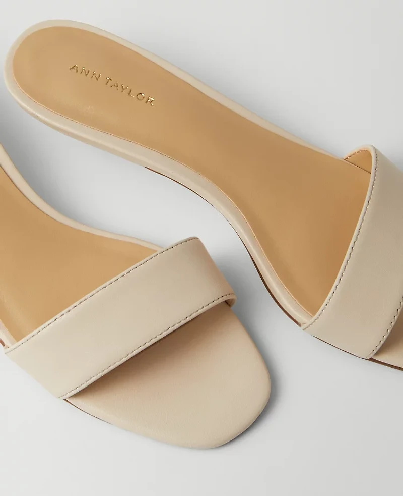 Ann Taylor Leather Strappy Kitten Heel Mule Sandals Women's