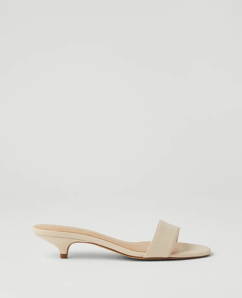 Ann Taylor Leather Strappy Kitten Heel Mule Sandals Women's