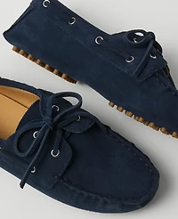 Ann Taylor Weekend Collection Suede Boat Shoes Size 7 1/2 Night Sky Women's