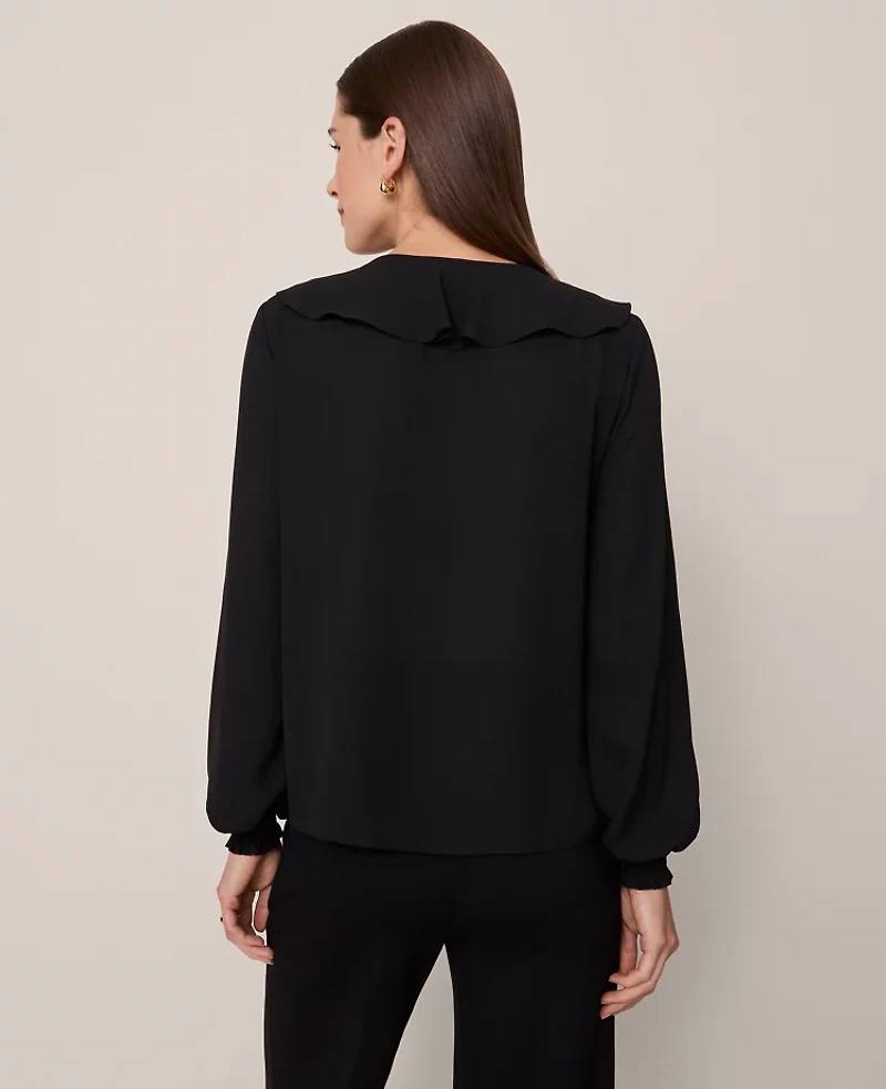 Ann Taylor Tie Neck Ruffle Blouse Women's