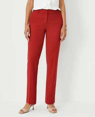 Ann Taylor The Petite Straight Pant in Lightweight Weave - Curvy Fit Size 00 Bright Brick Women's