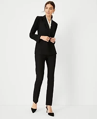 Ann Taylor The Petite Fitted Double Breasted Blazer Bi-Stretch Black Women's